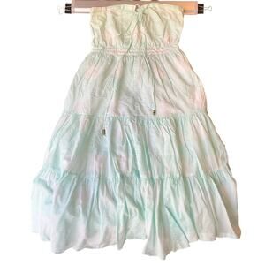 Gap Women Midi Dress size 12 White & Green A-line Halter Neck Lovely Summer